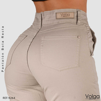 PANTALON DRILL MUJER BOTA RECTA TIRO ALTO 9264