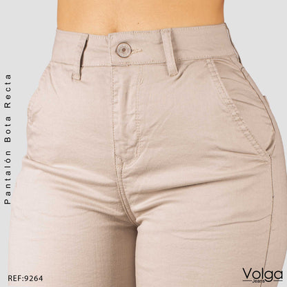 PANTALON DRILL MUJER BOTA RECTA TIRO ALTO 9264