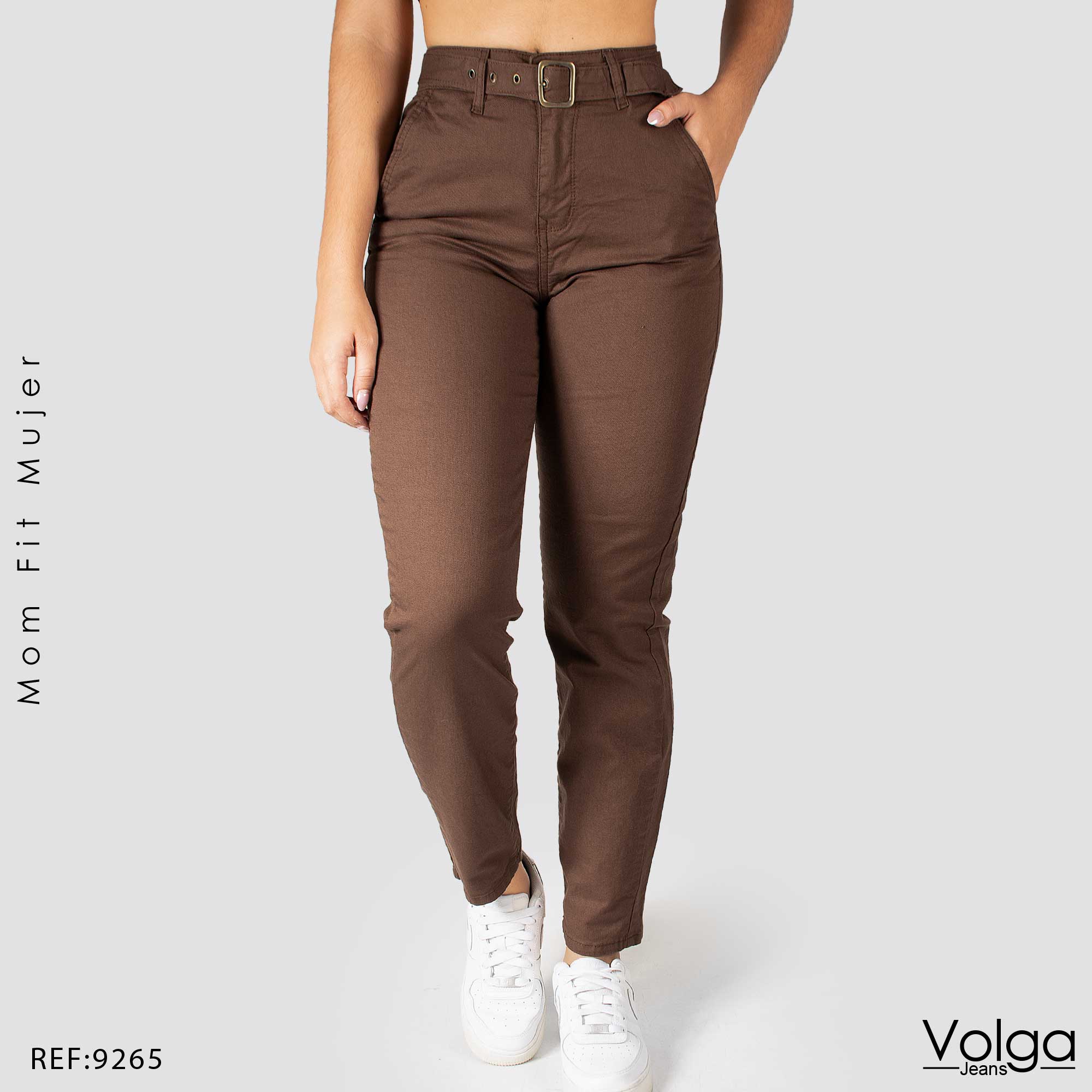 PANTALON DRILL MUJER MOM FIT TIRO ALTO 9265
