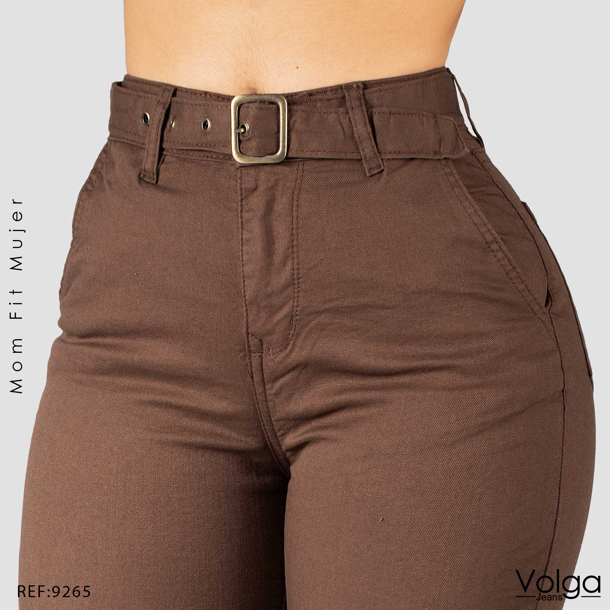 PANTALON DRILL MUJER MOM FIT TIRO ALTO 9265