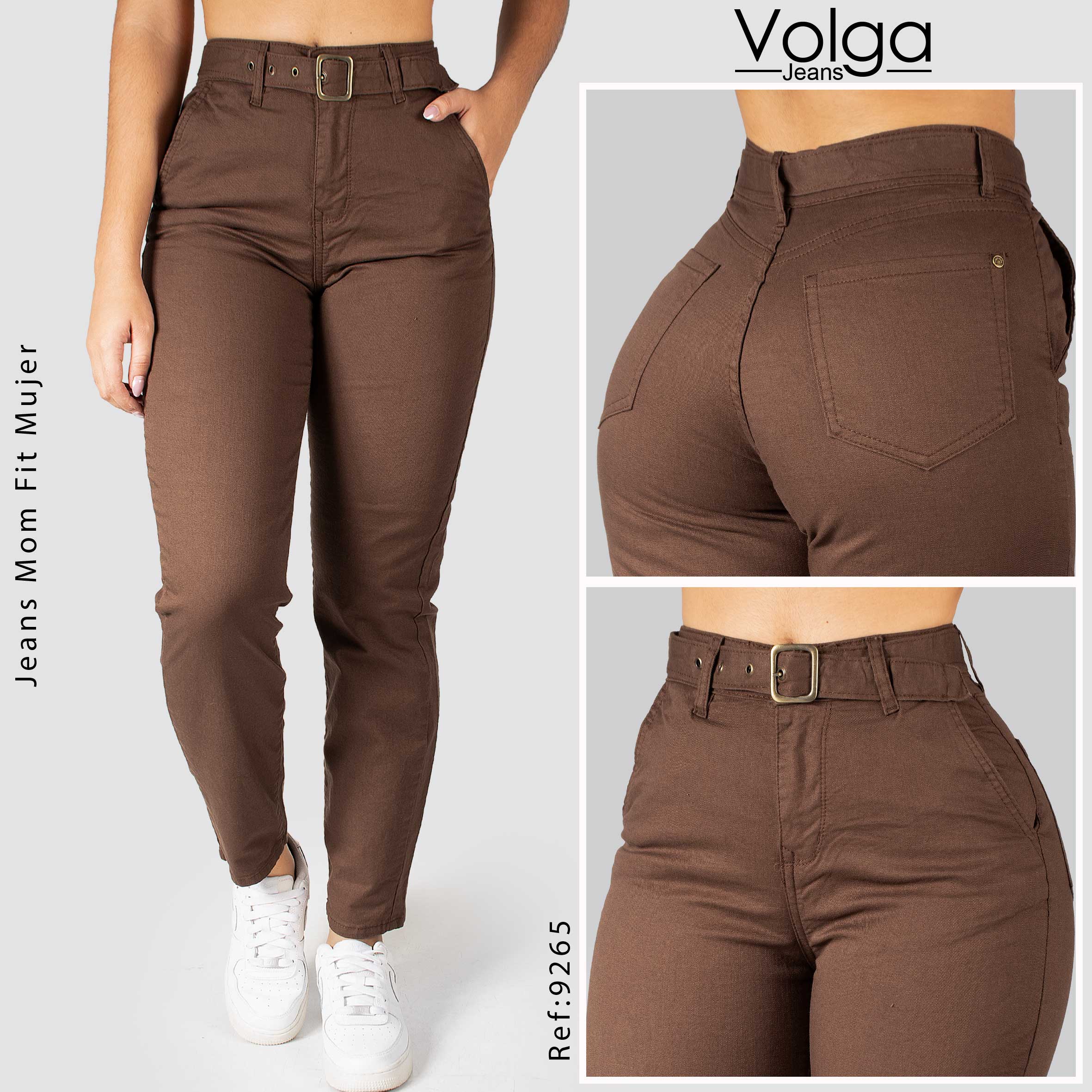 PANTALON DRILL MUJER MOM FIT TIRO ALTO 9265