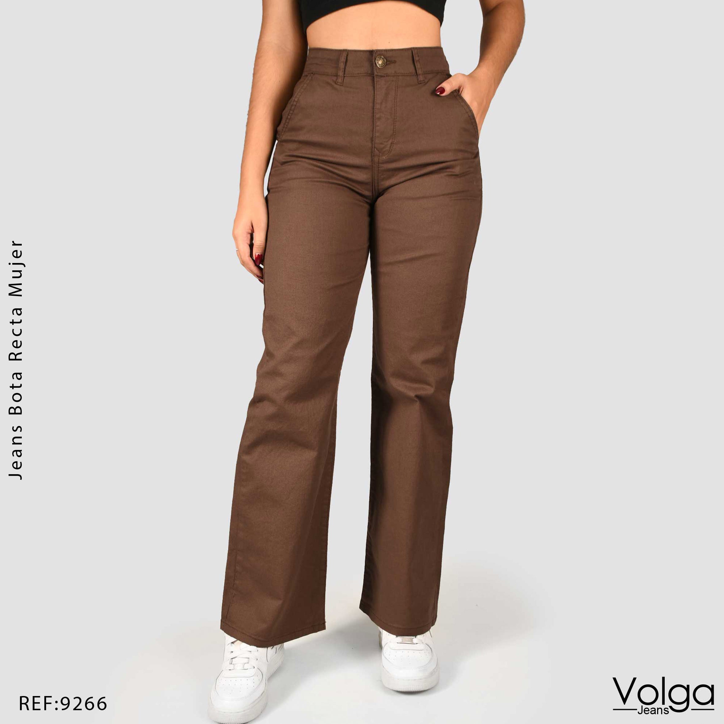 PANTALON DRILL MUJER BOTA RECTA TIRO ALTO 9266