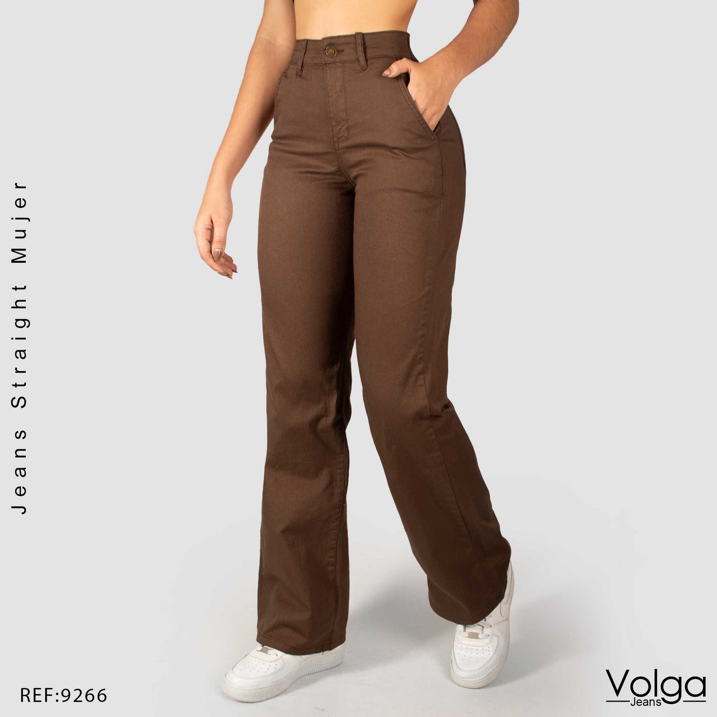 PANTALON DRILL MUJER BOTA RECTA TIRO ALTO 9266