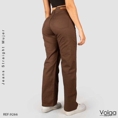 PANTALON DRILL MUJER BOTA RECTA TIRO ALTO 9266