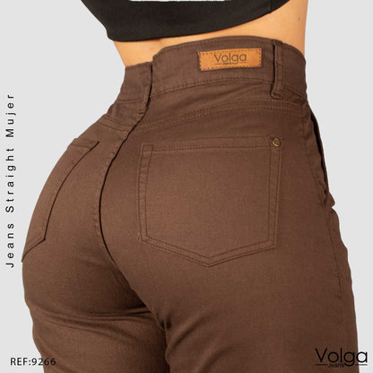 PANTALON DRILL MUJER BOTA RECTA TIRO ALTO 9266