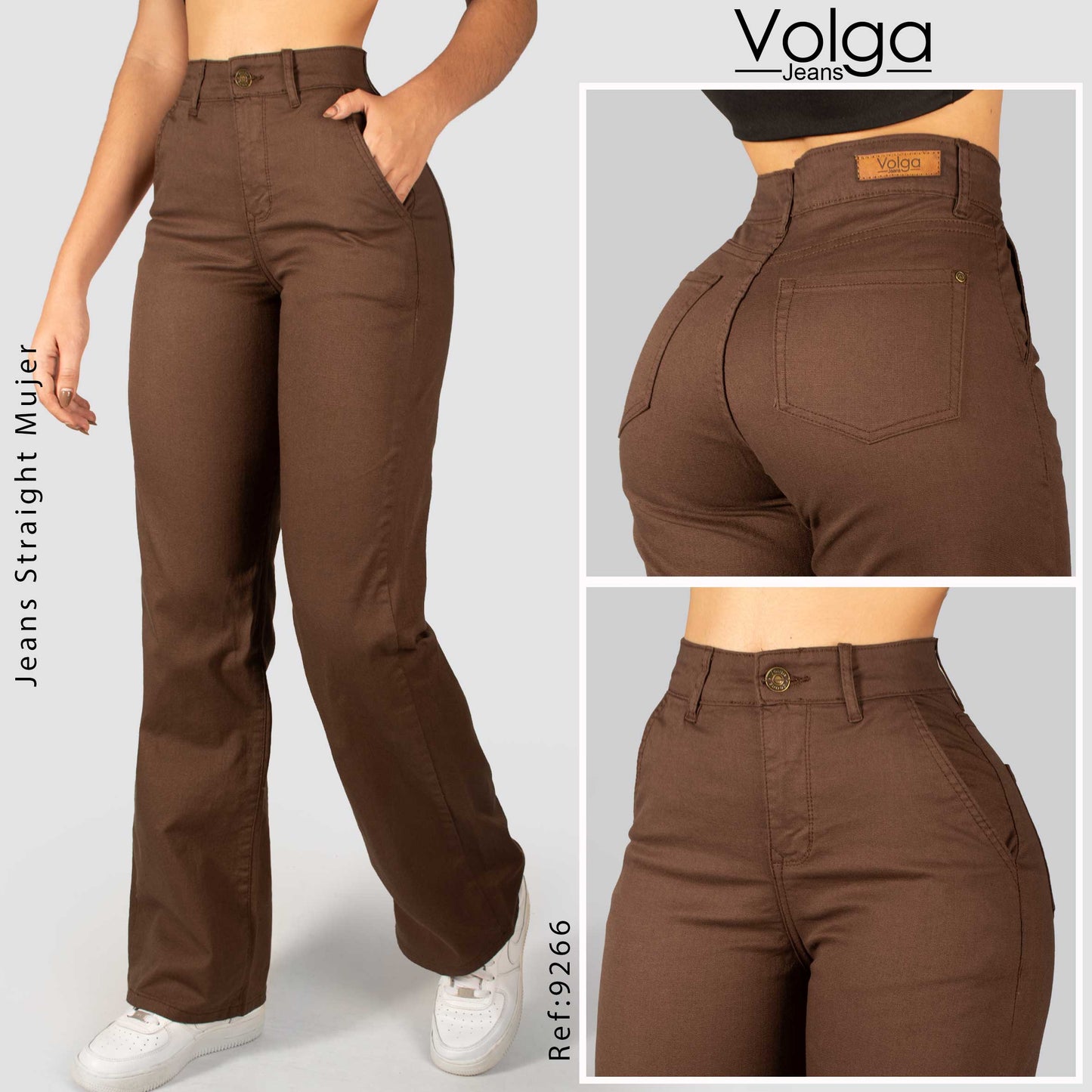 PANTALON DRILL MUJER BOTA RECTA TIRO ALTO 9266