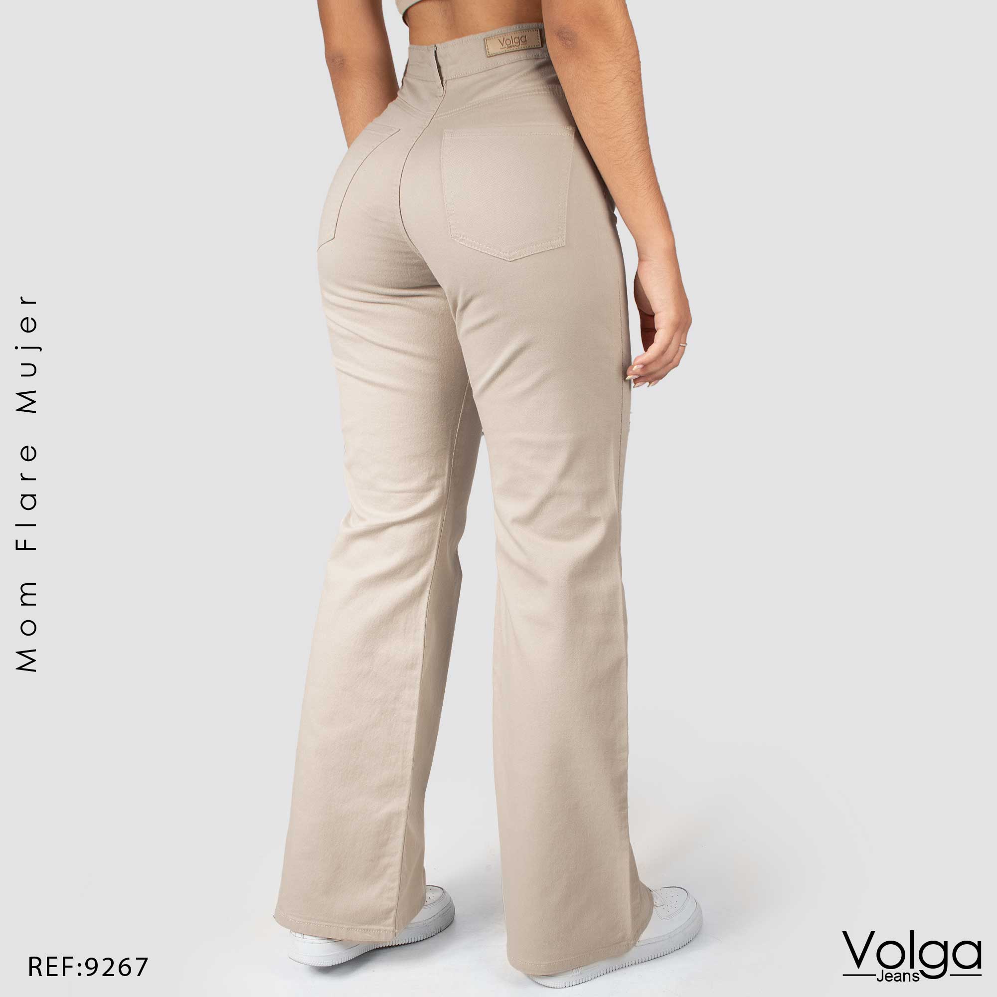 PANTALON DRILL MUJER MOM FLARE TIRO ALTO 9267