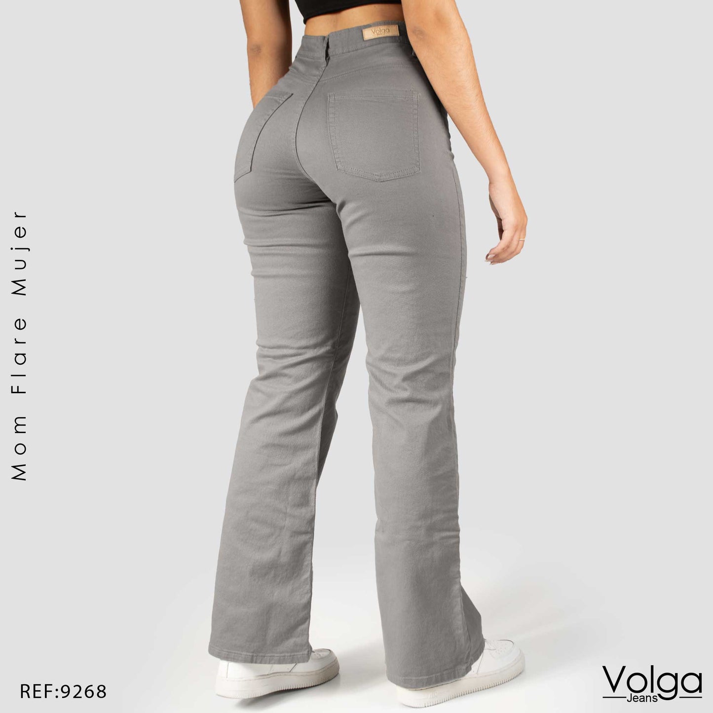 PANTALON DRILL MUJER MOM FLARE TIRO ALTO 9268