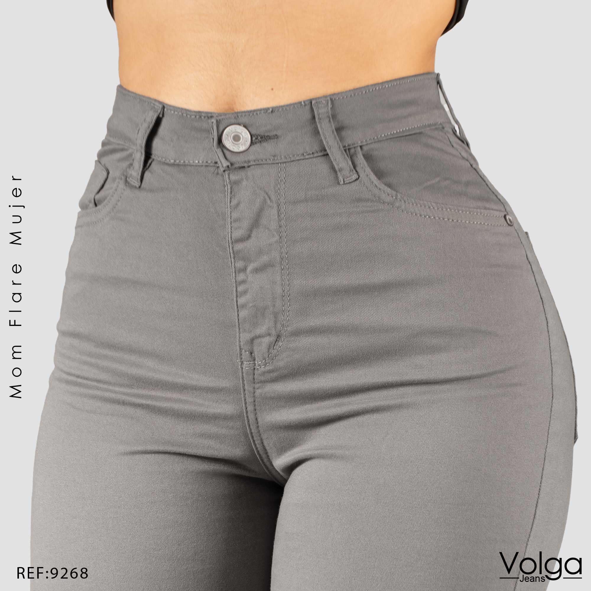 PANTALON DRILL MUJER BOTA ANCHA TIRO ALTO 9268