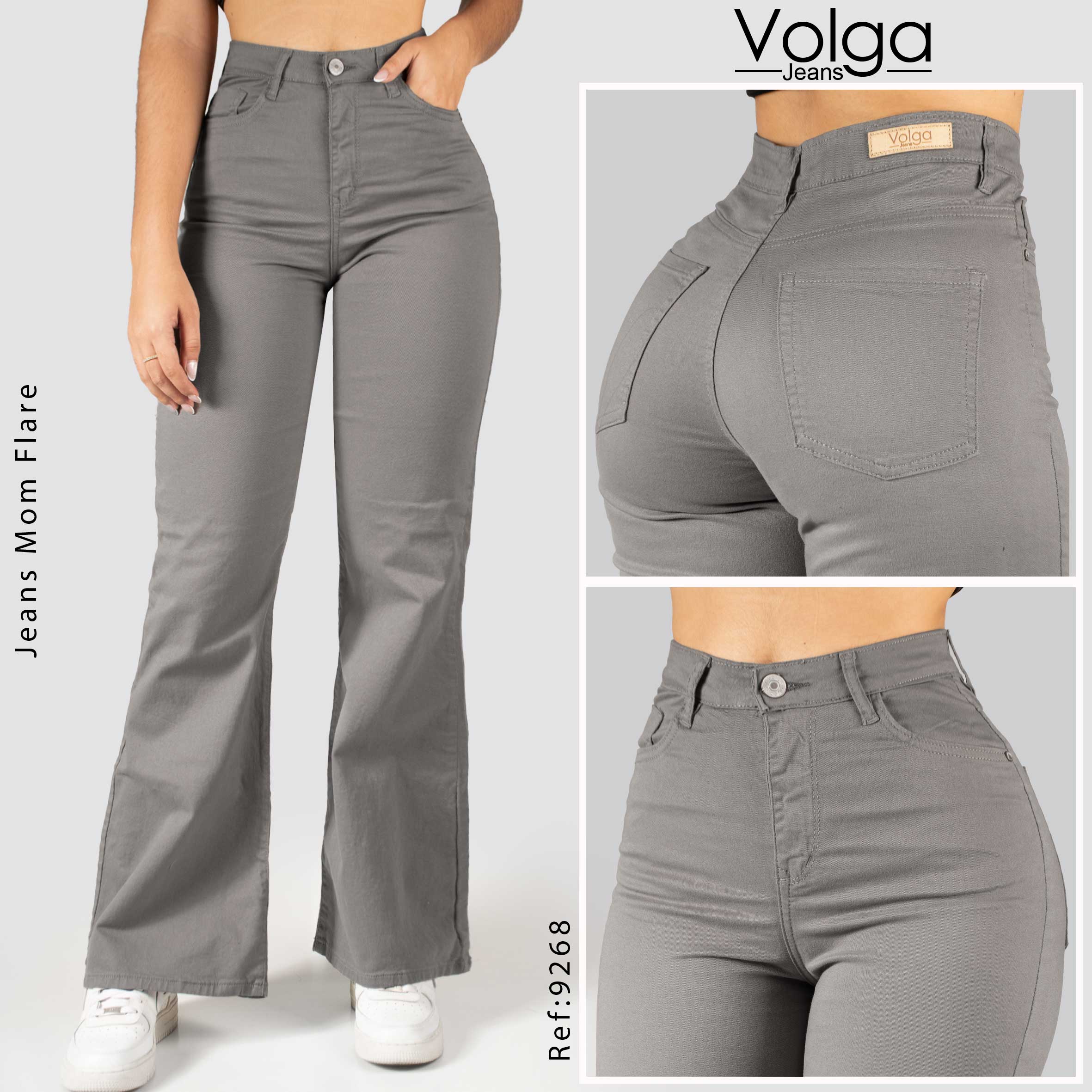 PANTALON DRILL MUJER BOTA ANCHA TIRO ALTO 9268