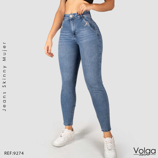 JEANS MUJER SKINNY TIRO ALTO 9274