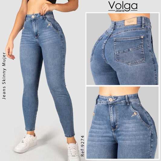 JEANS MUJER SKINNY TIRO ALTO 9274