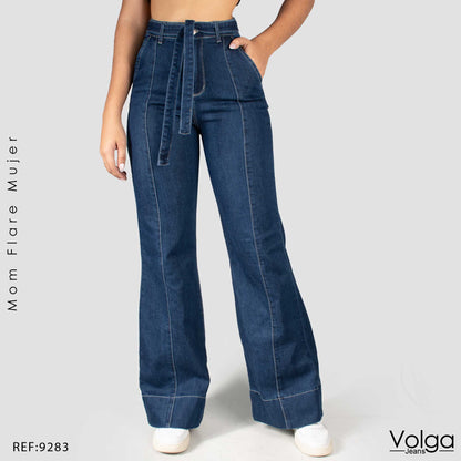 JEANS MUJER MOM FLARE TIRO ALTO 9283