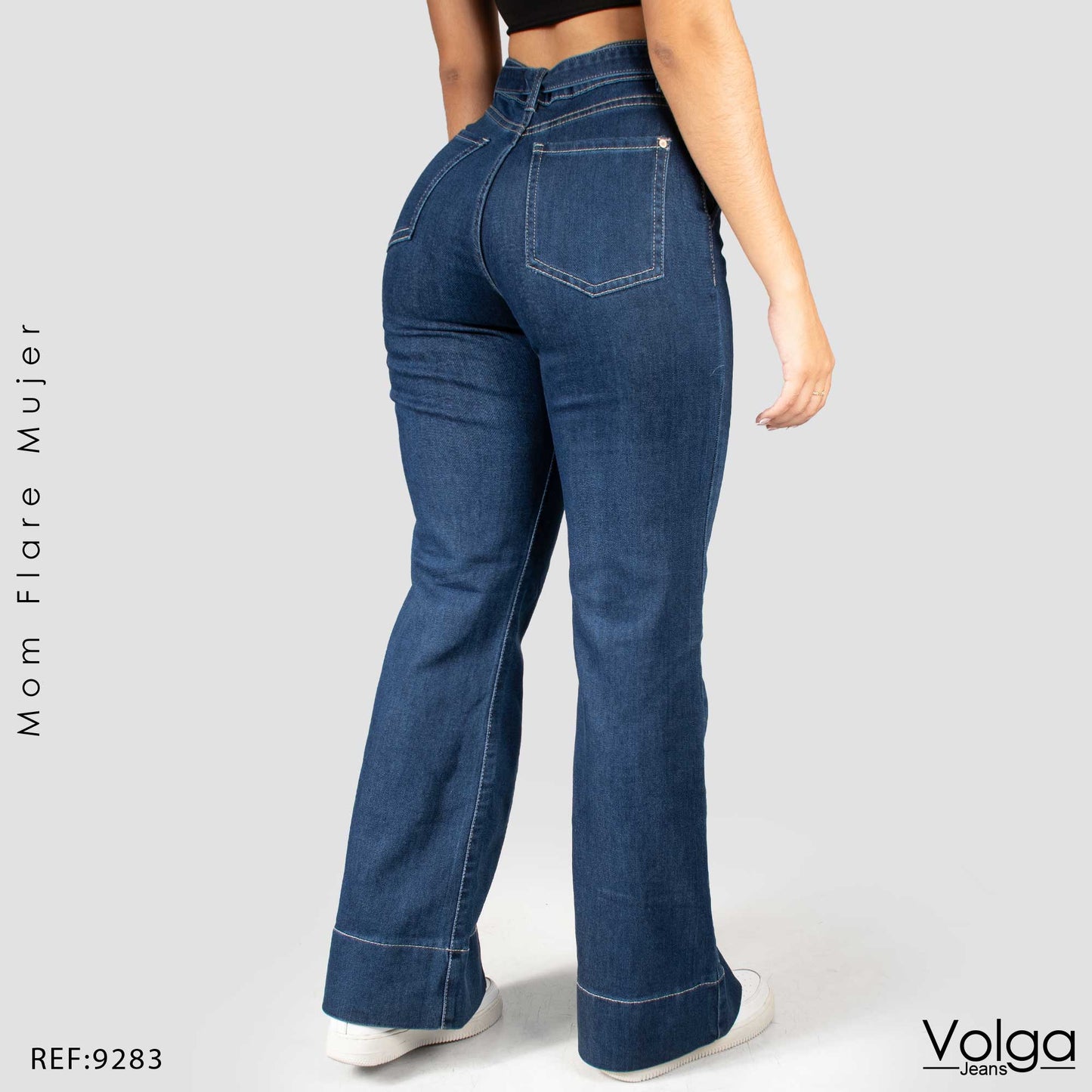 JEANS MUJER MOM FLARE TIRO ALTO 9283