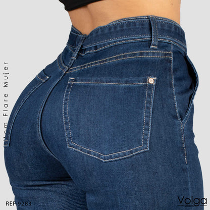 JEANS MUJER MOM FLARE TIRO ALTO 9283