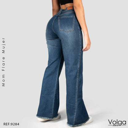 JEANS MUJER MOM FLARE TIRO ALTO 9284