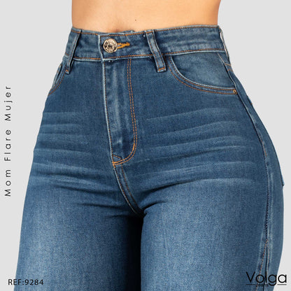 JEANS MUJER MOM FLARE TIRO ALTO 9284