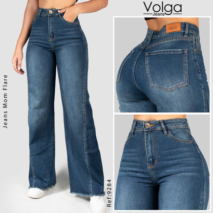 JEANS MUJER MOM FLARE TIRO ALTO 9284