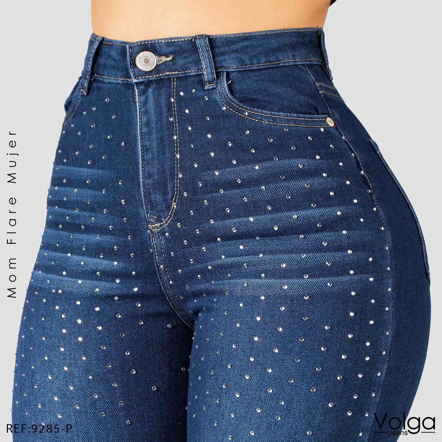JEANS MUJER MOM FLARE TIRO ALTO 9285-P