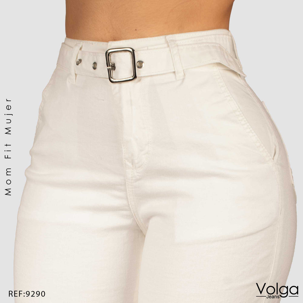 PANTALON DRILL MUJER MOM FIT TIRO ALTO 9290