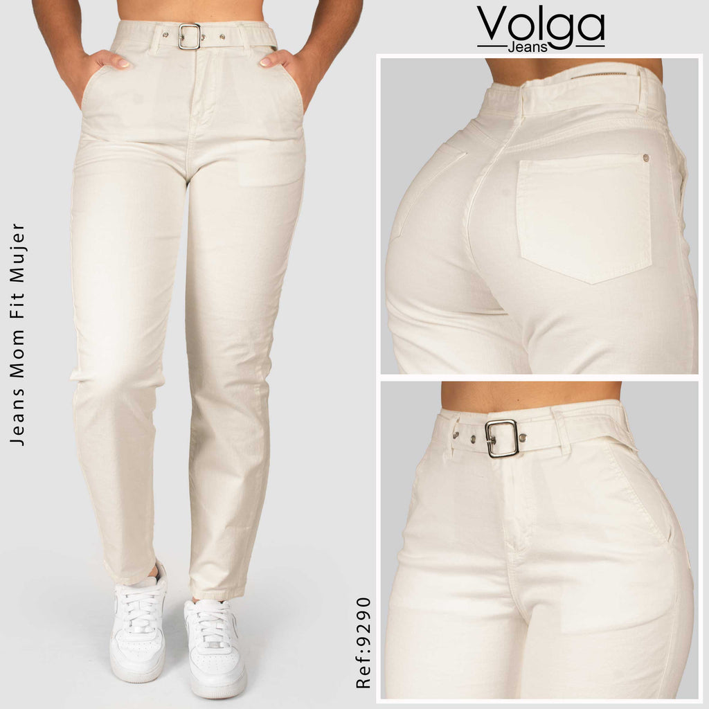 PANTALON DRILL MUJER MOM FIT TIRO ALTO 9290