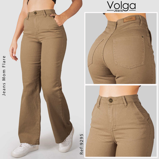 PANTALON MUJER MOM FLARE TIRO ALTO 9295