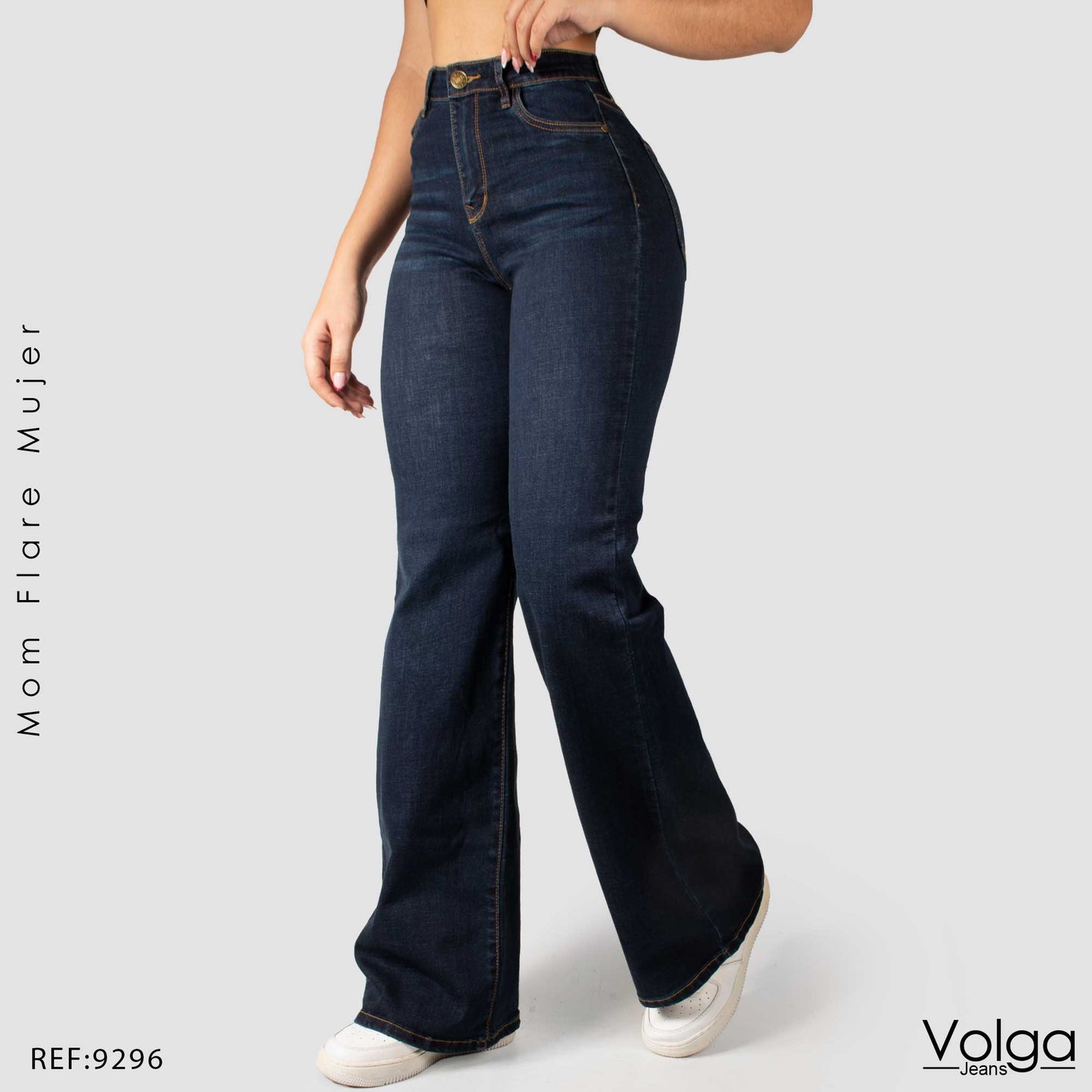 JEANS MUJER MOM FLARE TIRO ALTO 9296