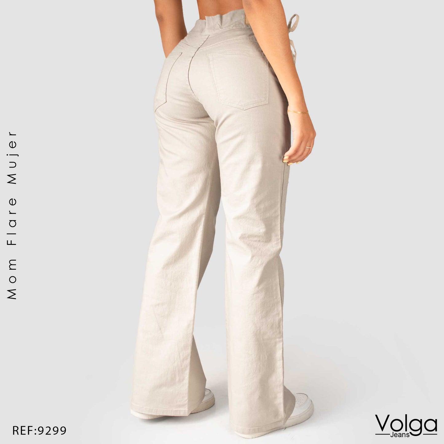 PANTALON DRILL MUJER MOM FLARE TIRO ALTO 9299