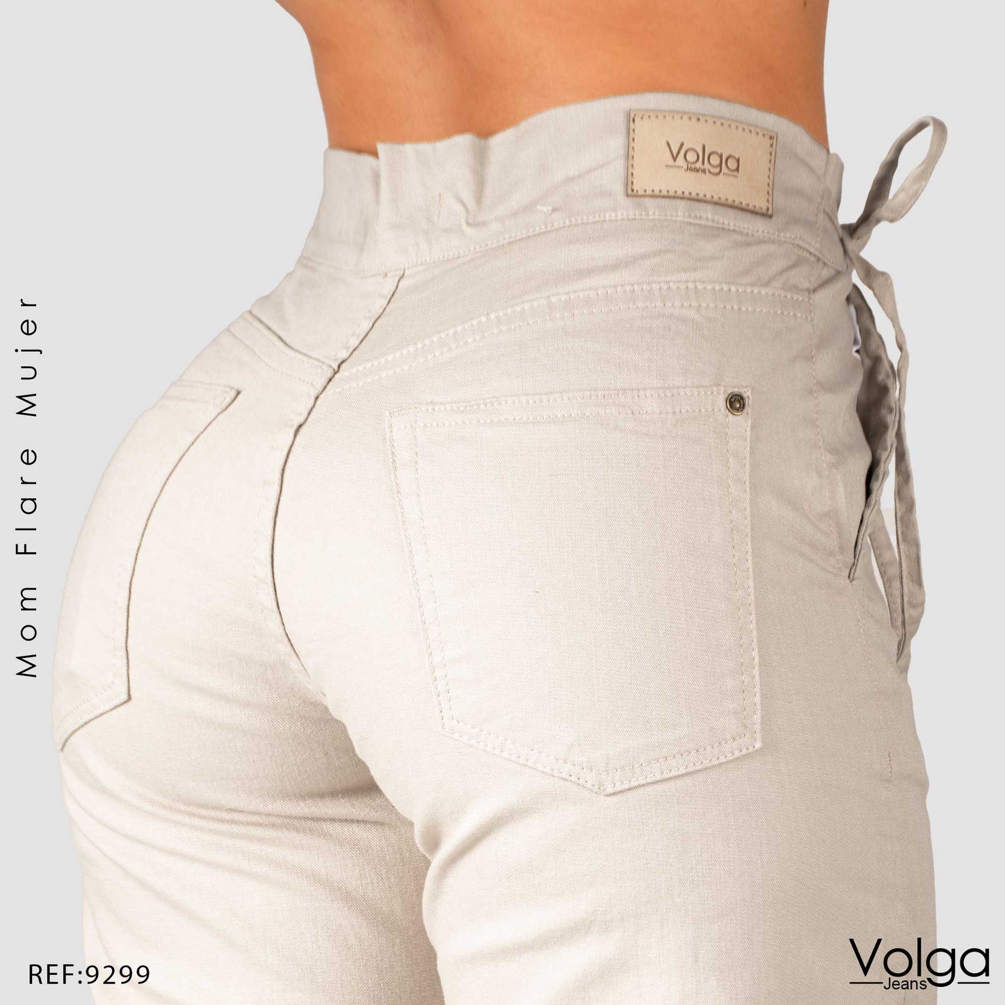 PANTALON DRILL MUJER MOM FLARE TIRO ALTO 9299
