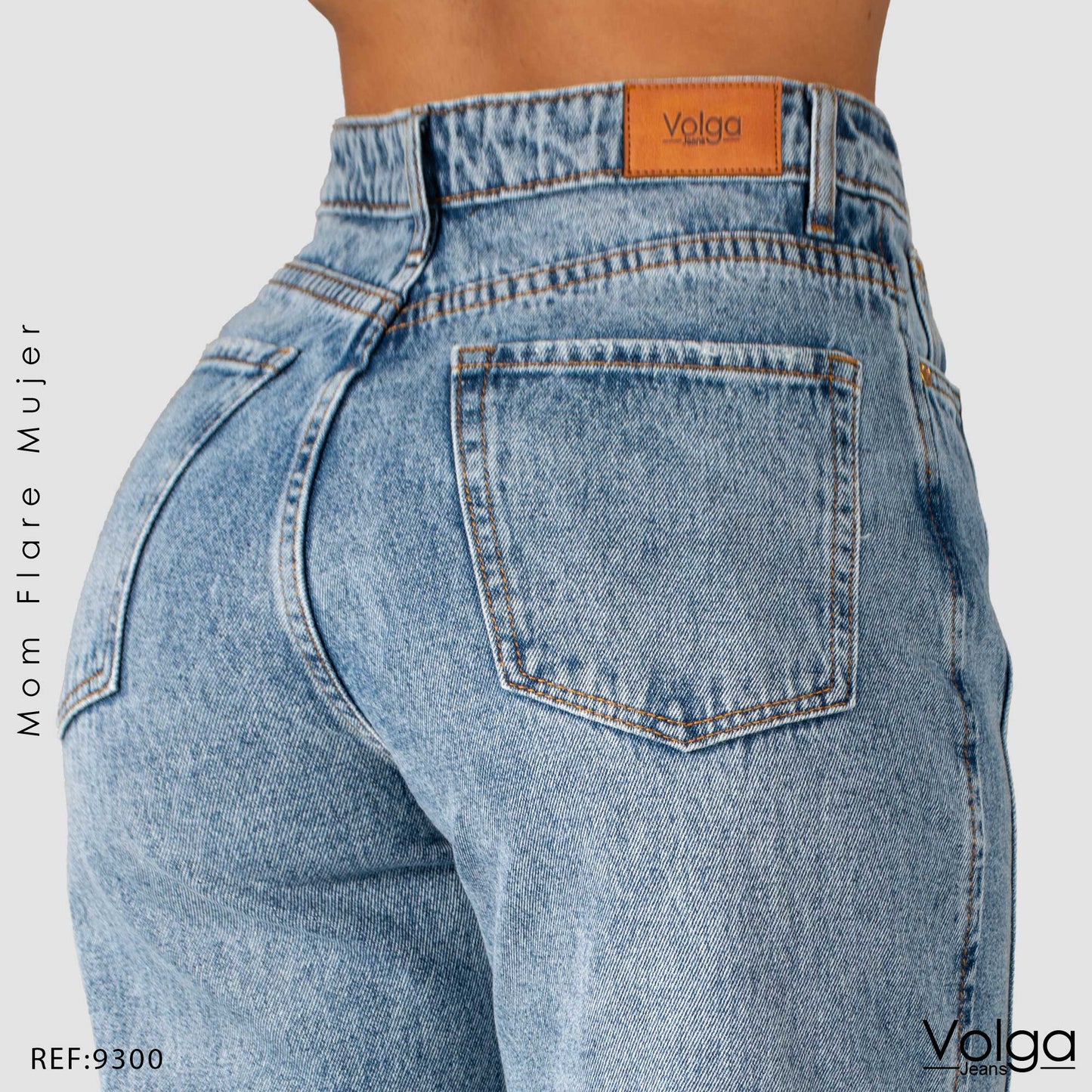 JEANS MUJER MOM FLARE RIGIDO TIRO ALTO 9300