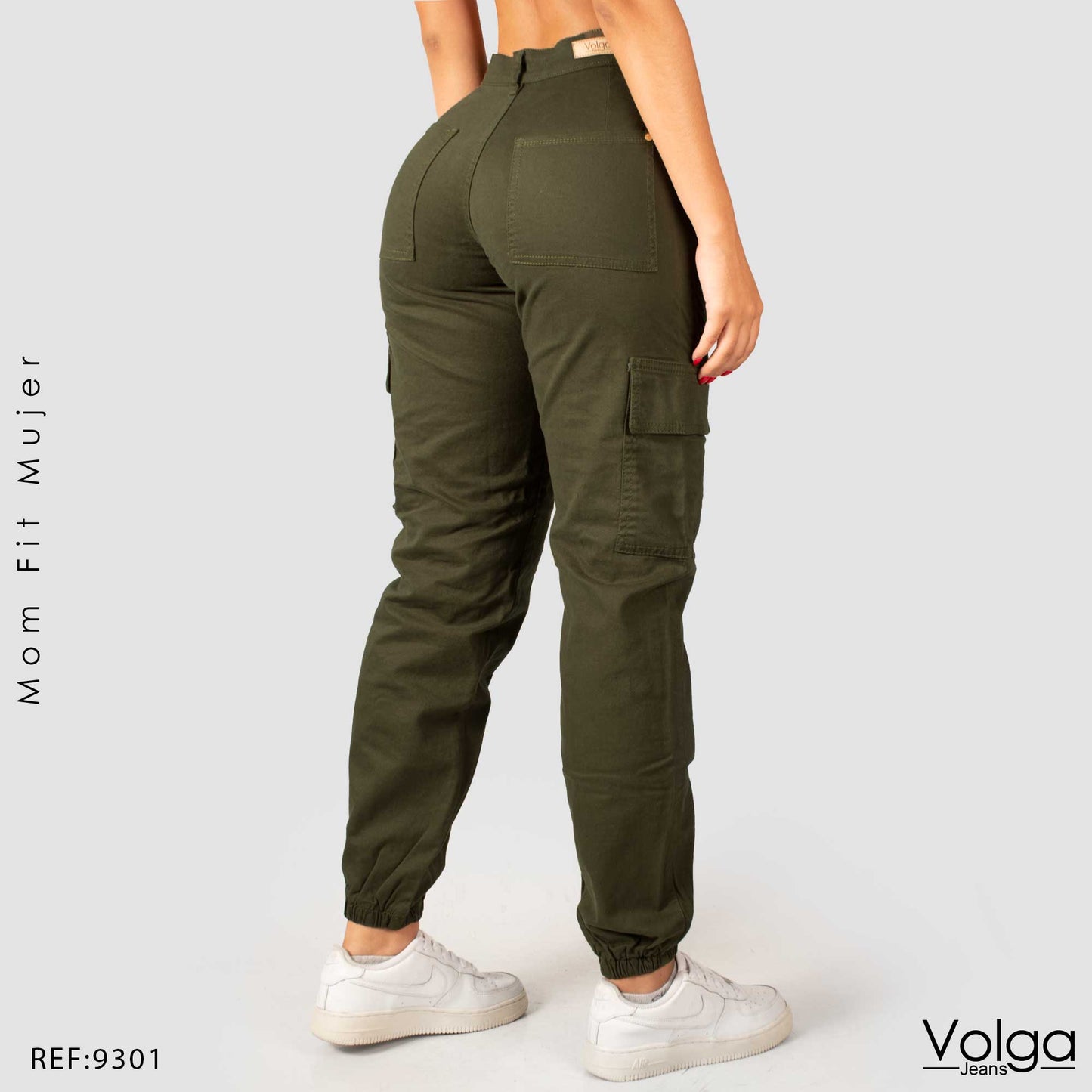 PANTALON DRILL MUJER CARGO TIRO ALTO 9301