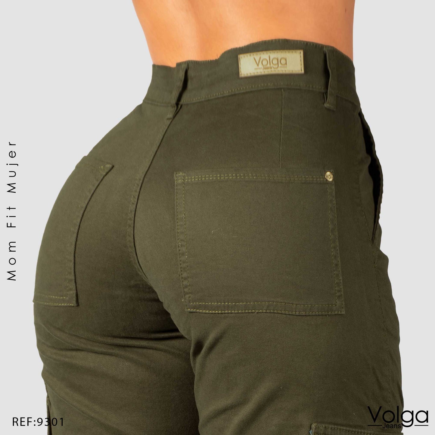 PANTALON DRILL MUJER CARGO TIRO ALTO 9301