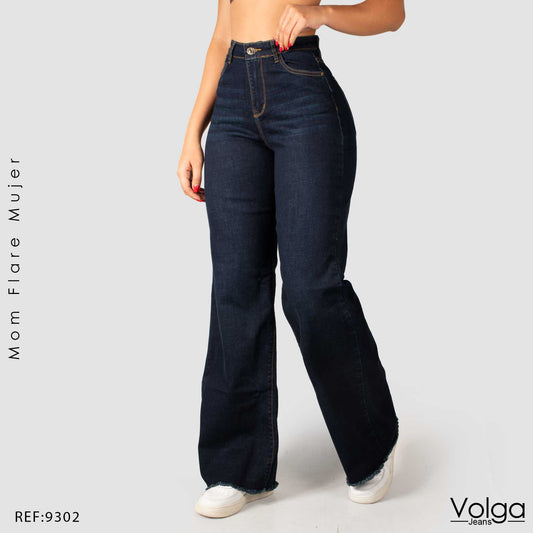 JEANS MUJER MOM FLARE TIRO ALTO 9302