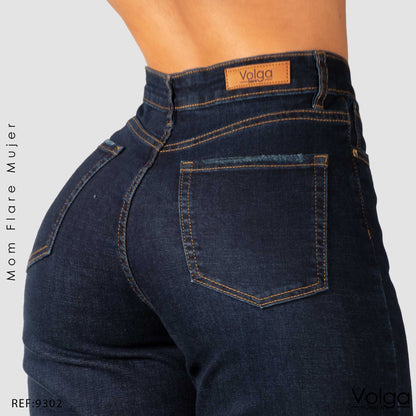 JEANS MUJER MOM FLARE TIRO ALTO 9302