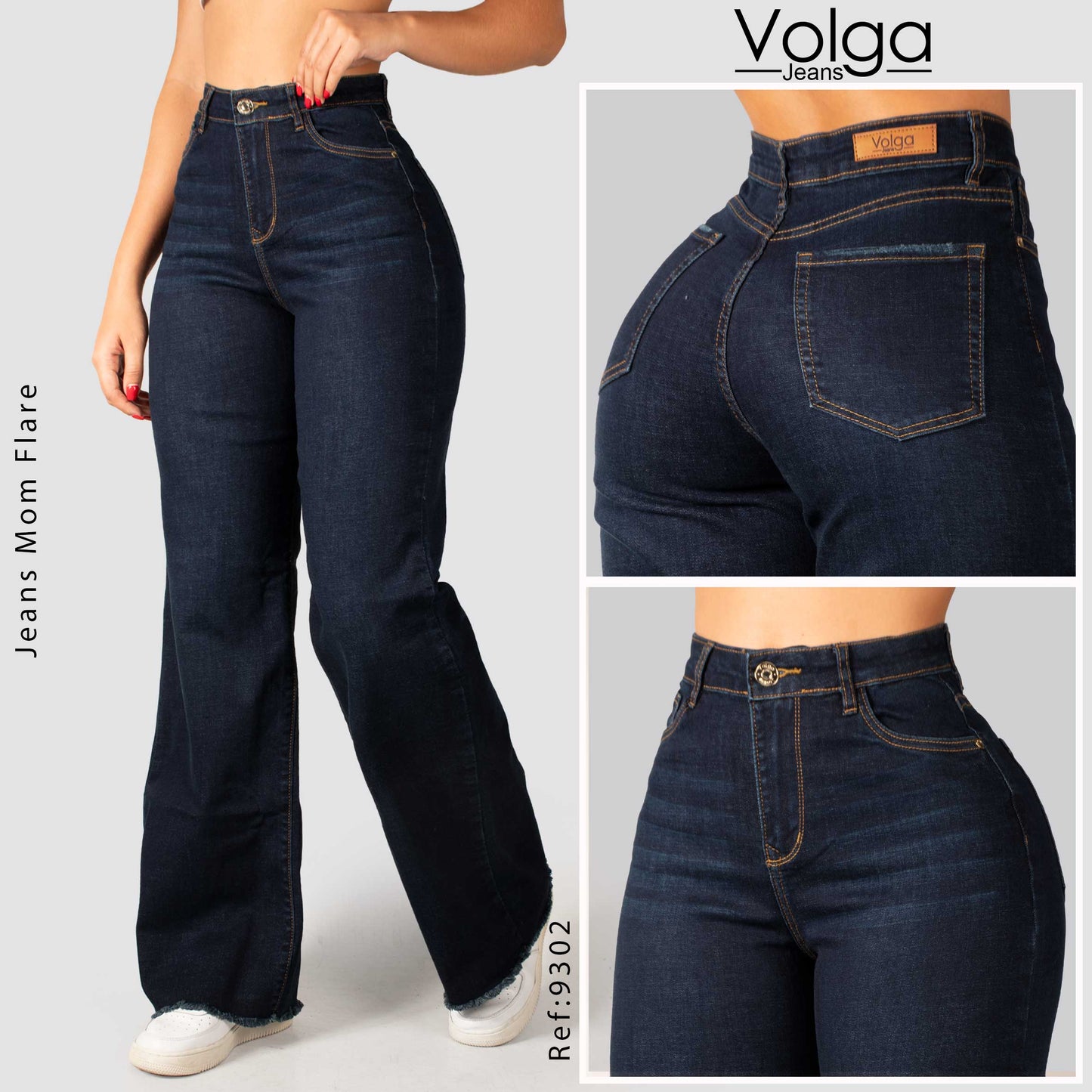 JEANS MUJER MOM FLARE TIRO ALTO 9302