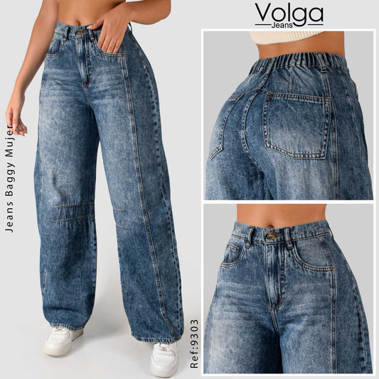 JEANS MUJER RIGIDO BAGGY TIRO ALTO 9303