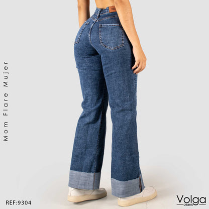 JEANS MUJER MOM FLARE TIRO ALTO 9304