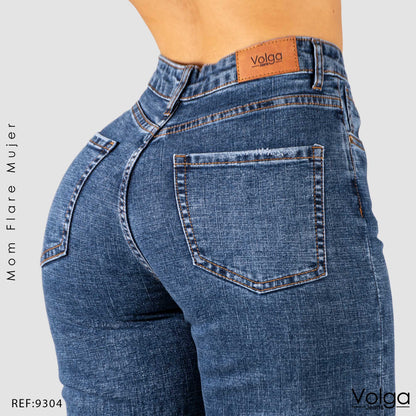 JEANS MUJER MOM FLARE TIRO ALTO 9304