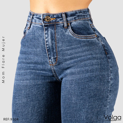JEANS MUJER MOM FLARE TIRO ALTO 9304
