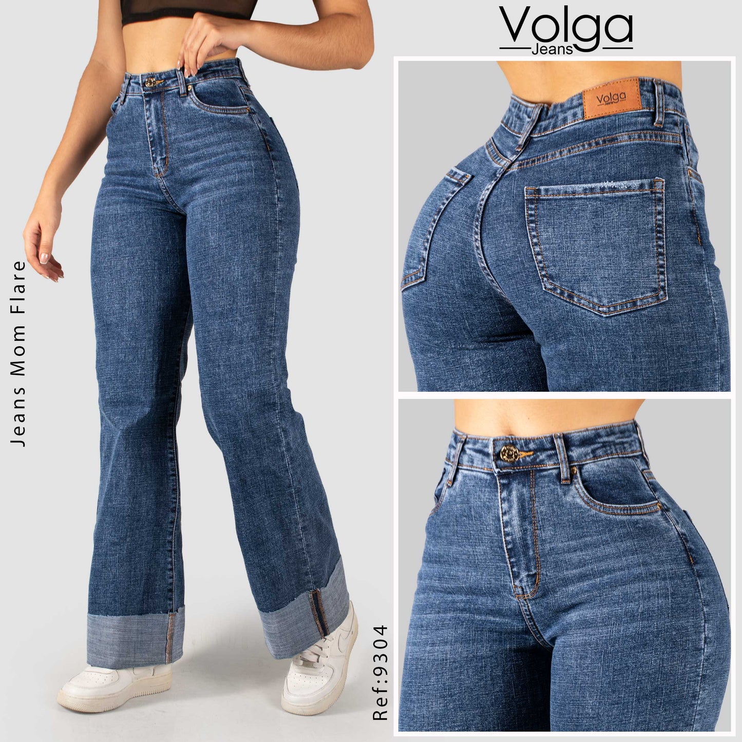 JEANS MUJER MOM FLARE TIRO ALTO 9304