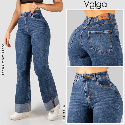 JEANS MUJER MOM FLARE TIRO ALTO 9304