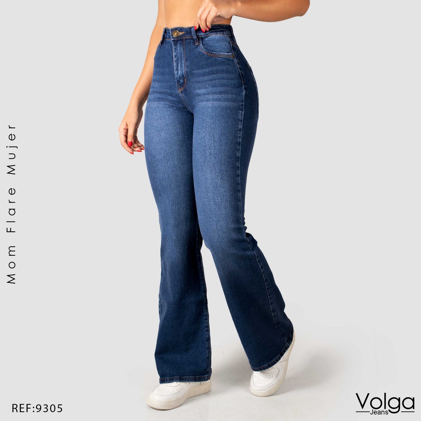 JEANS MUJER MOM FLARE TIRO ALTO 9305