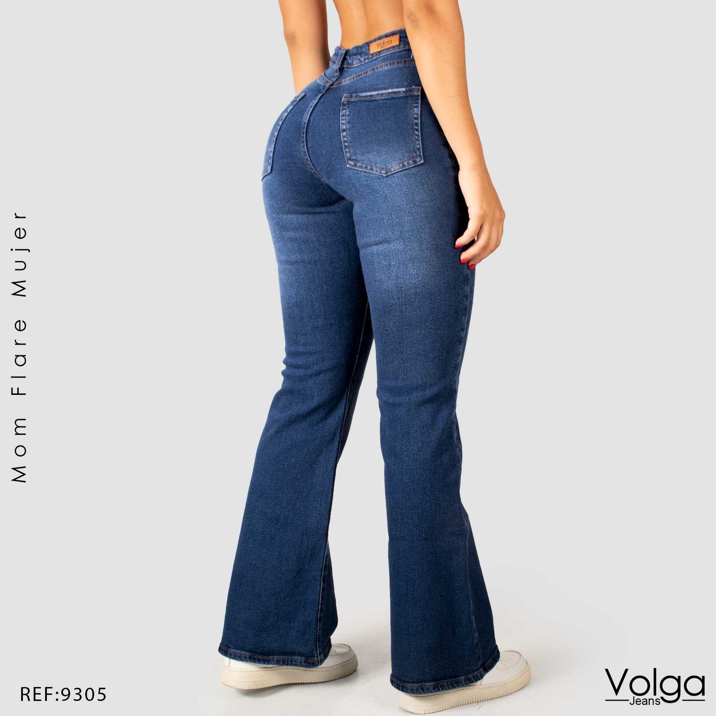 JEANS MUJER MOM FLARE TIRO ALTO 9305