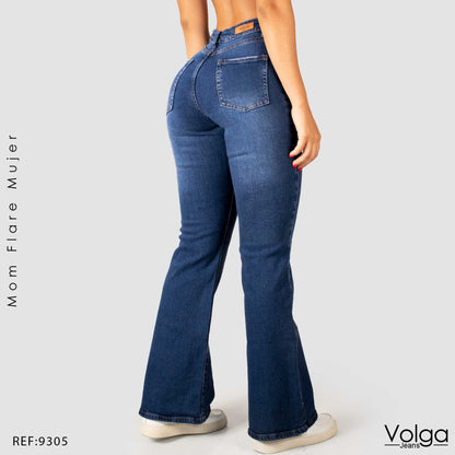 JEANS MUJER MOM FLARE TIRO ALTO 9305