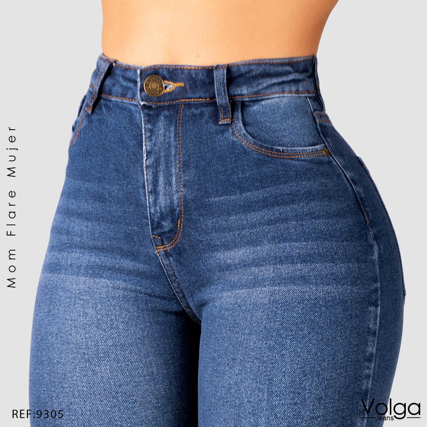 JEANS MUJER MOM FLARE TIRO ALTO 9305