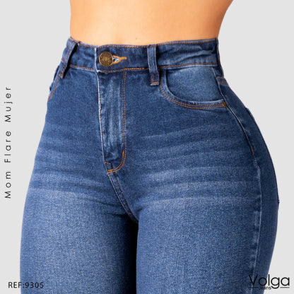 JEANS MUJER MOM FLARE TIRO ALTO 9305