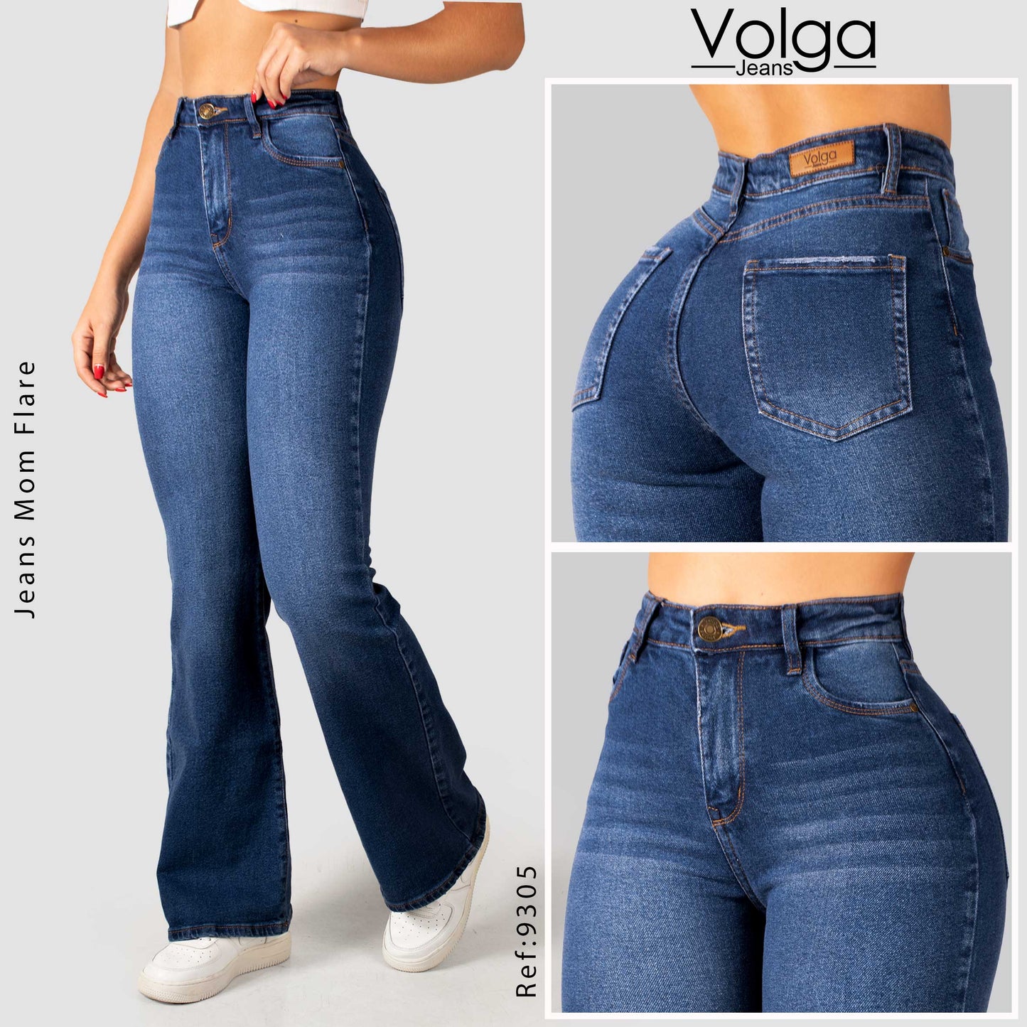JEANS MUJER MOM FLARE TIRO ALTO 9305