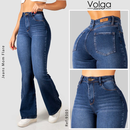 JEANS MUJER MOM FLARE TIRO ALTO 9305