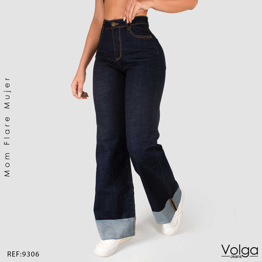 JEANS MUJER MOM FLARE TIRO ALTO 9306