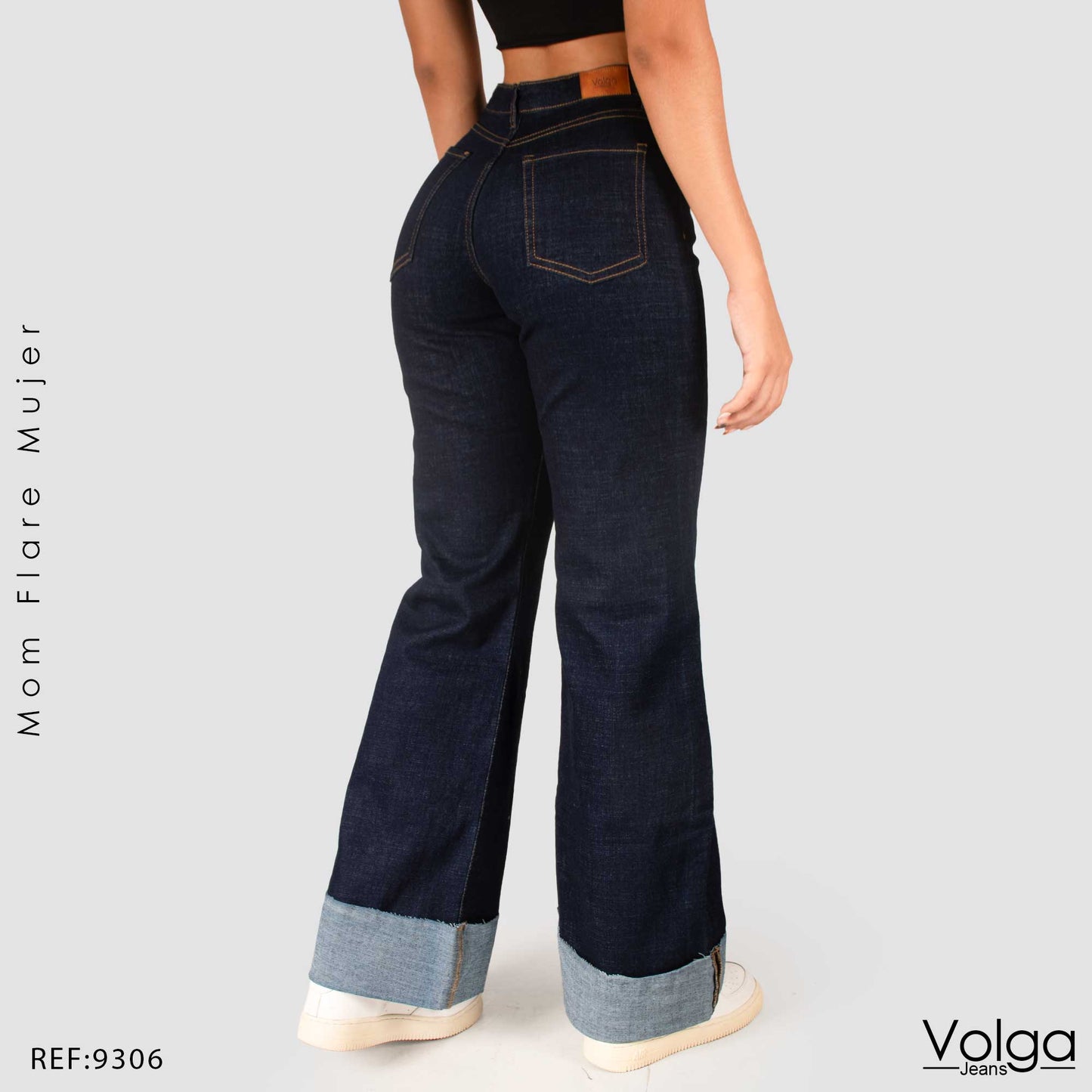 JEANS MUJER MOM FLARE TIRO ALTO 9306